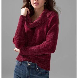 White House Black Market Burgundy Chenille Cowl Neck Sweater Dolman Sleeve M